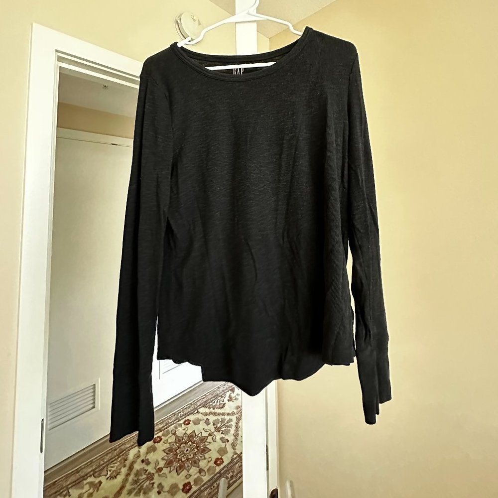 Gap Ribbed Long Sleeve, Black L